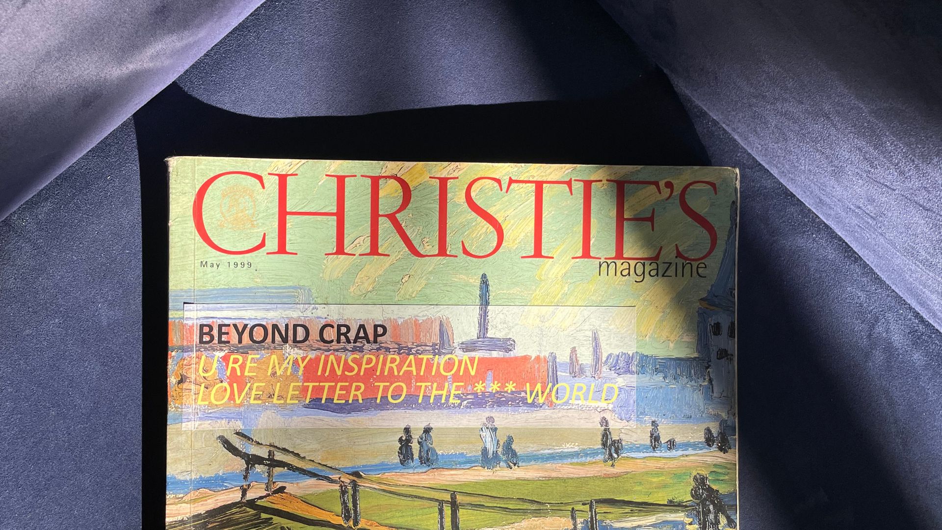 Cover majalah Christie's dari tahun 1999, yang ditutupi dengan letakan stiker terkamuflase oleh Beyond Crap | Foto: Art Calls Indonesia, Marten