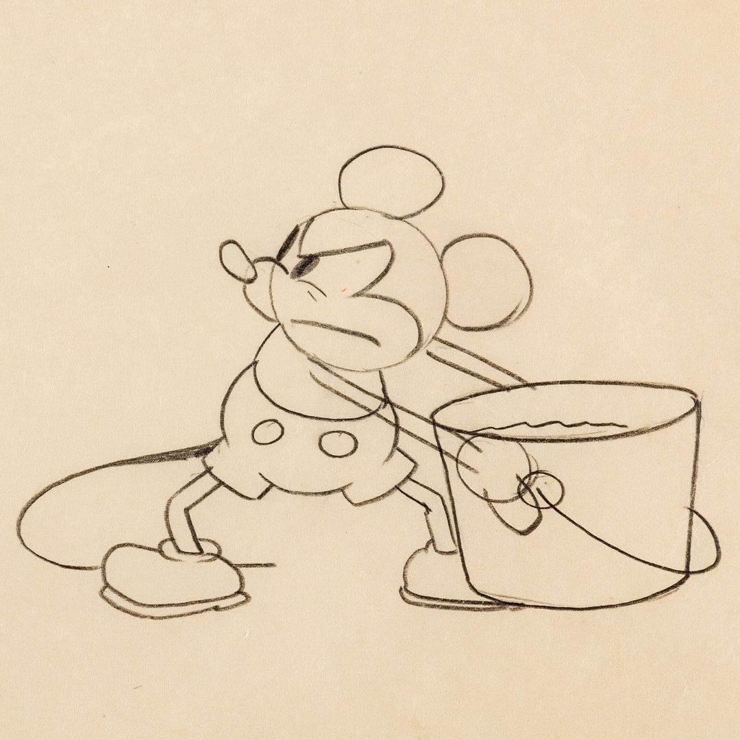 A rough sketch of Mickey Mouse in Steamboat Willie, illustrated by Ub Iwerks | Fair Use